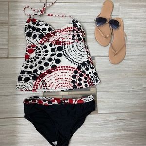 RED AND BLACK TANKINI